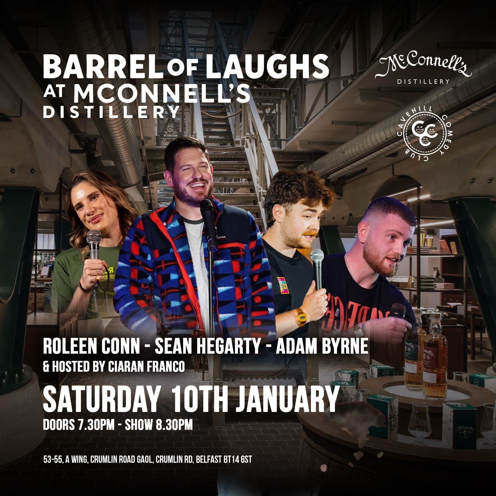 Picture featuring four stand-up comedians